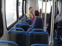 The interior of prototype bus #7800 on January 22, 2005.