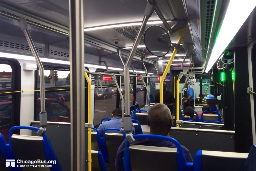 The interior of bus #7900, working route #43 43rd, on June 24, 2014.