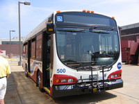Prototype bus #500 at Skokie Shops on June 17, 2006.
