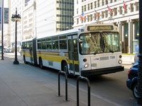 This bus, like many other 7300-series buses, remained in their original King County Metro paint scheme.