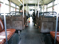 The interior of a 7300-series MAN Articulated on April 13, 2004.