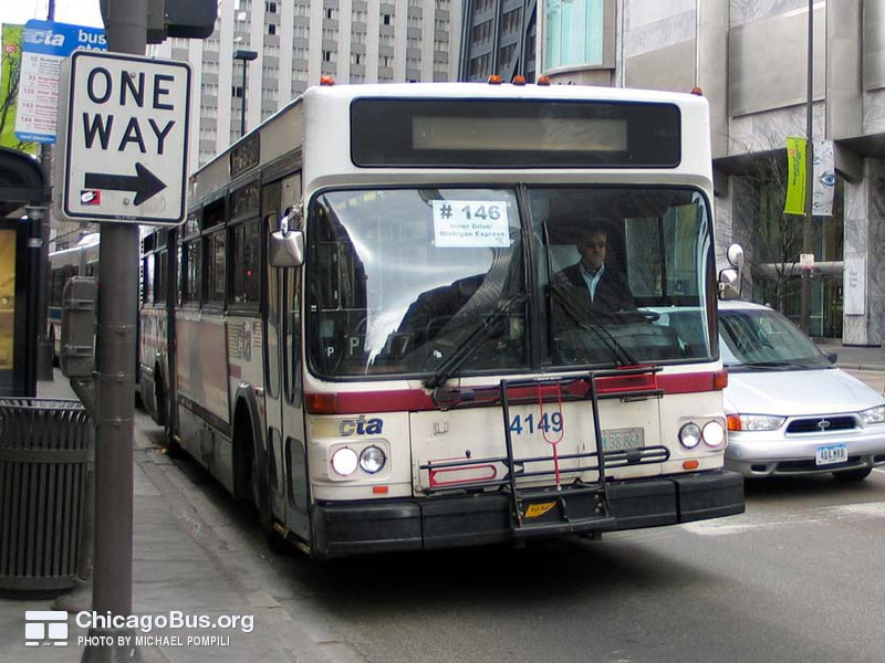 Bus #4149 at Michigan and Pearson, working route #146 Inner Drive/Michigan Express, on March 11, 2004.