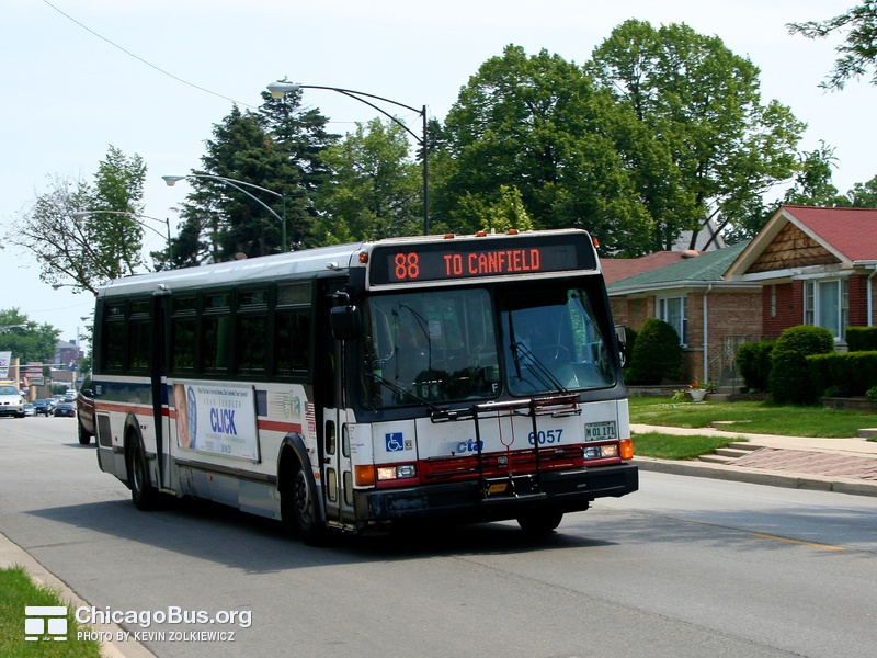 Bus #6057 at Higgins and Talcott, working route #88 Higgins, on June 16, 2006.