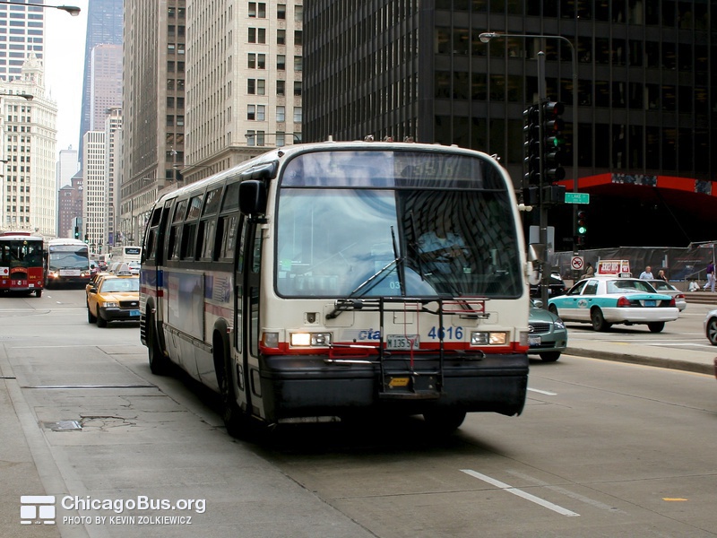 Bus #4616 at Michigan and Lake, working route #3 King Drive, on June  6, 2008.