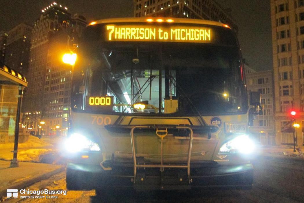 Bus #700 at Congress and Michigan, working route #7 Harrison, on February 11, 2015.