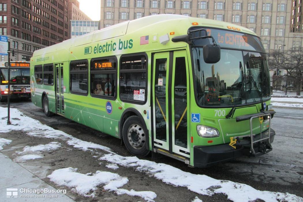 Bus #700 at Congress and Michigan, working route #7 Harrison, on February 16, 2015.