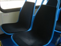 Prototype bus #1000 included eight "Insight" seats from American Seating. These new seats, which are wider and thiner than the previous generation of CTA seats, would be standard on future deliveries.
