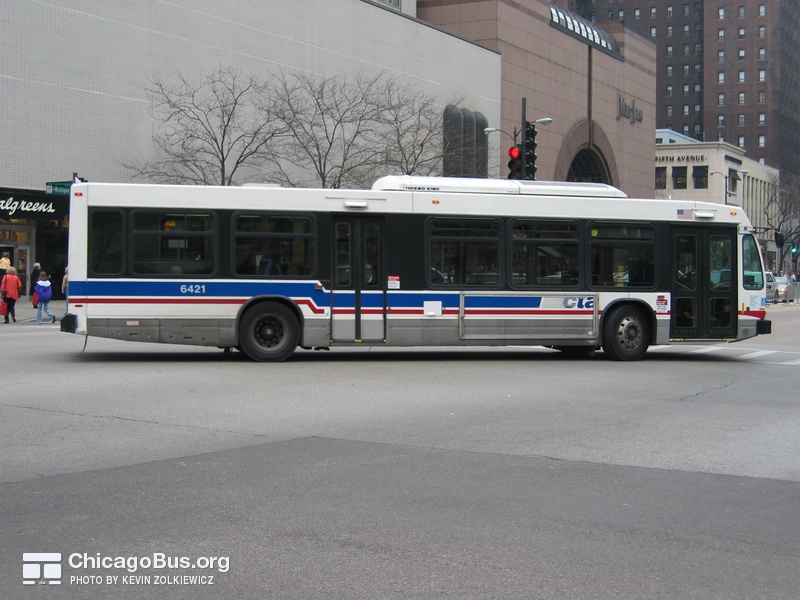 Bus #6421 at Chicago and Michigan, working route #3 King Drive, on November 22, 2003.